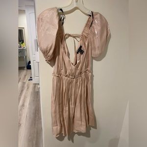 Blush Pink Mini Dress Cap Sleeves and tie back